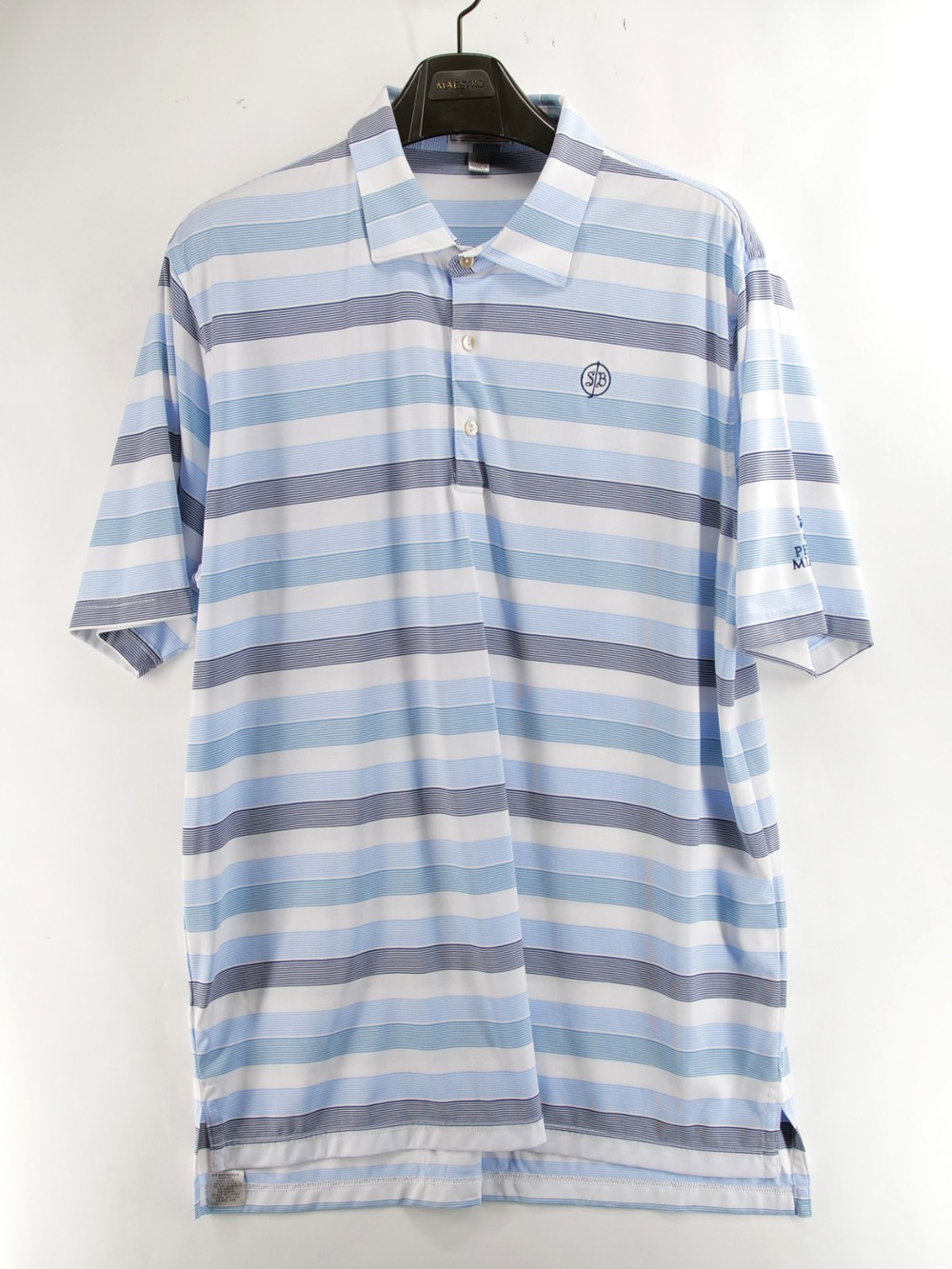 Peter Millar Polo Shirt Mens XL Blue Stripe Summer Comfort Golf Performance